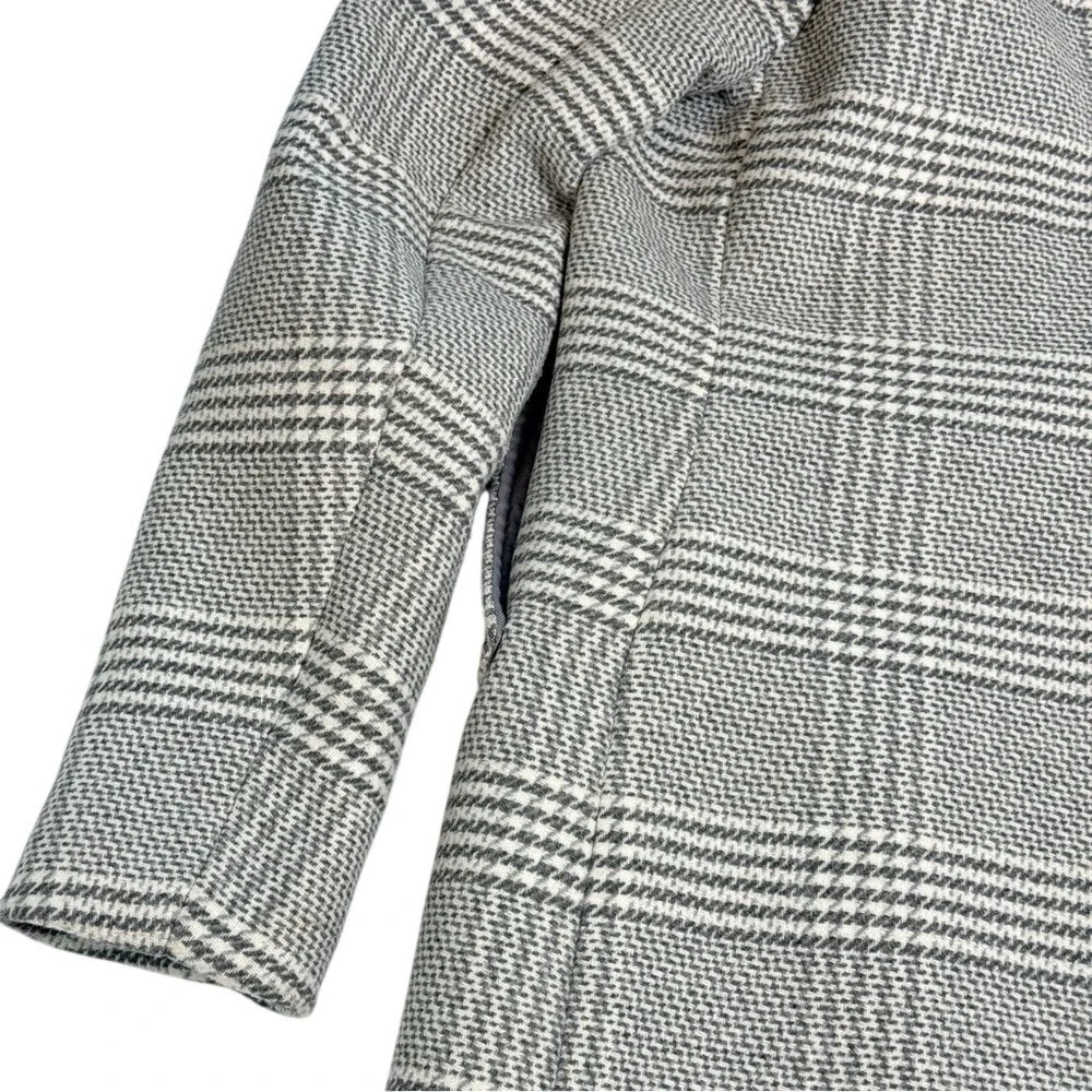 The A&F Dad Coat Plaid Wool Blend Overcoat Women's Size XXSP‎ Gray Classic